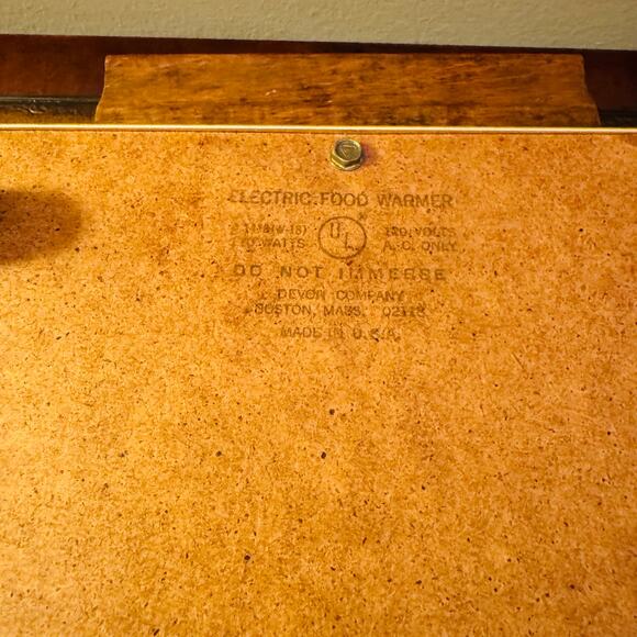 VTG MCM Devon Electric Food Warmer Hot Plate Wood Grain Teak Handles USA Made - Picture 6 of 7